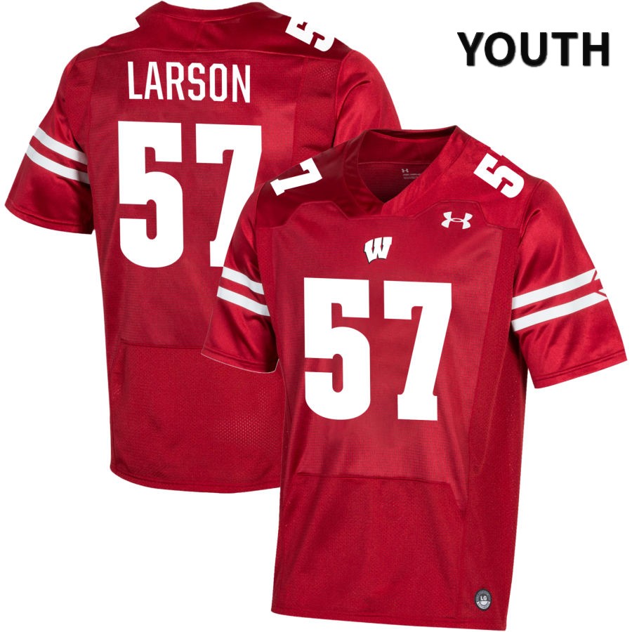 Wisconsin Badgers Youth #57 Luna Larson NCAA Under Armour Authentic Red NIL 2022 College Stitched Football Jersey JZ40I84UA